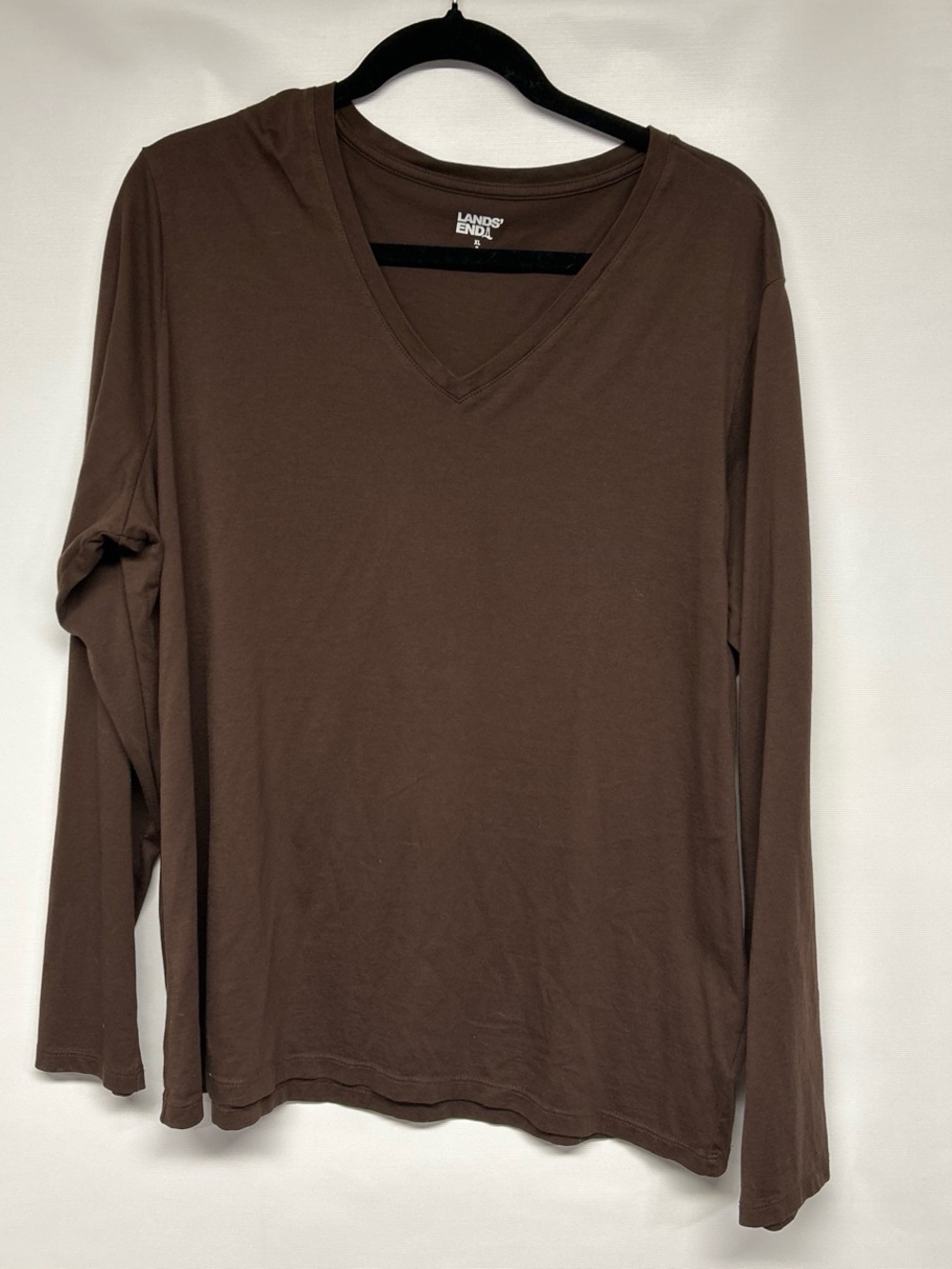 Lands' End Women's Long Sleeve V-Neck Tee Brown